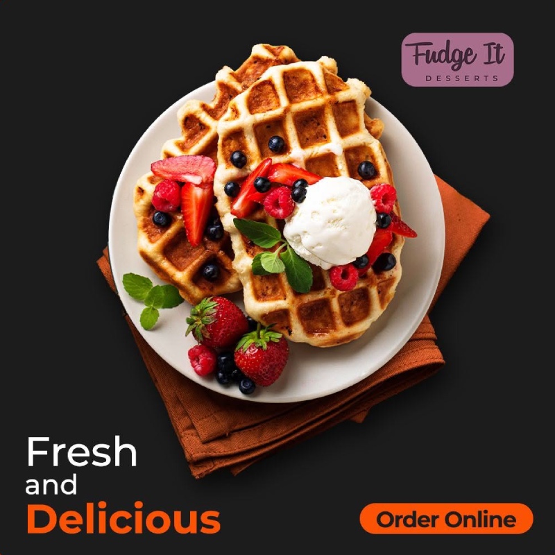  Fluffy Waffles served at Fudge it dessert shop in Glasgow 